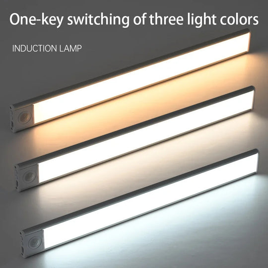 LED Wireless Motion Sensor Night Light USB Cabinet Wardrobe Lamp 20cm 30cm 40cm 60cm Ultra Thin Kitchen Bedroom Frontier General Hardware