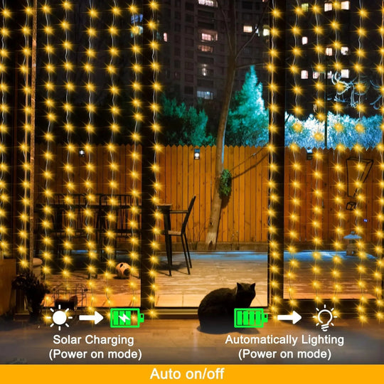 Solar Curtain Lights Outdoor Waterproof IP65 100 200 300 LED Fairy Garland For Garden Patio Wedding Decor Frontier General Hardware