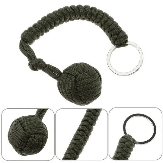 Outdoor Self Defense Umbrella Rope With Monkey Fist Steel Ball Paracord Survival Key Chain Lanyard Frontier General Hardware