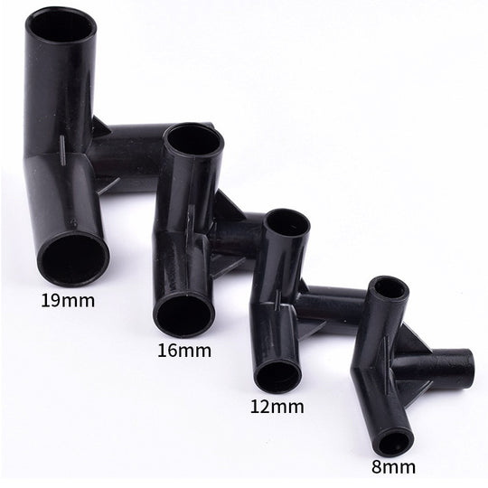 Black PVC Tee Connector 8 To 19mm Pack 2 To 10 For Garden Water Systems DIY Hydroponic Frame Fittings Joint Frontier General Hardware