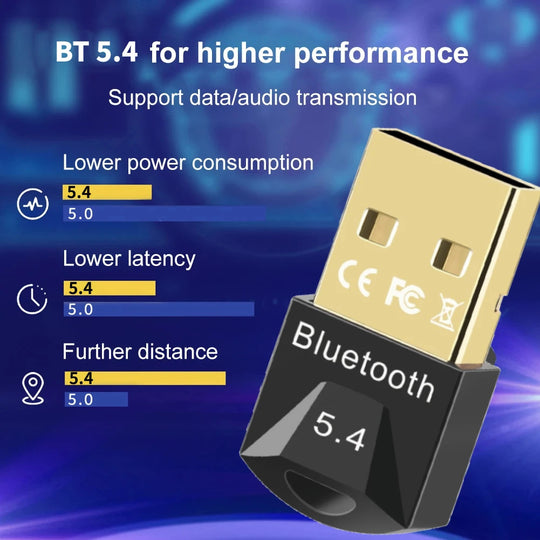 Bluetooth Adapter for Pc Usb Bluetooth 5.4 5.3 Dongle Receiver for Speaker Mouse Keyboard Music Audio Transmitter Frontier General Hardware