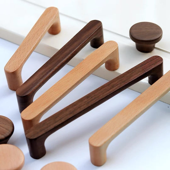 Nordic Beech Wood Cabinet Handle Solid Wooden Kitchen Door Handle Pull Cupboard Drawer Wardrobe Knobs Furniture Frontier General Hardware