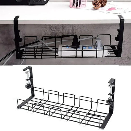 Under Table Storage Rack Metal Cable Management Tray Home Office Desk Wire Organizer No Punching Kitchen Storage Accessories Frontier General Hardware