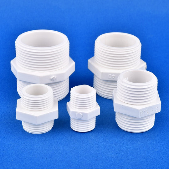2Pcs PVC Straight Connector For Garden Irrigation Water Supply 1/2 To 1.5 Inch Male Female Thread To 20/25/32/40/50mm Frontier General Hardware