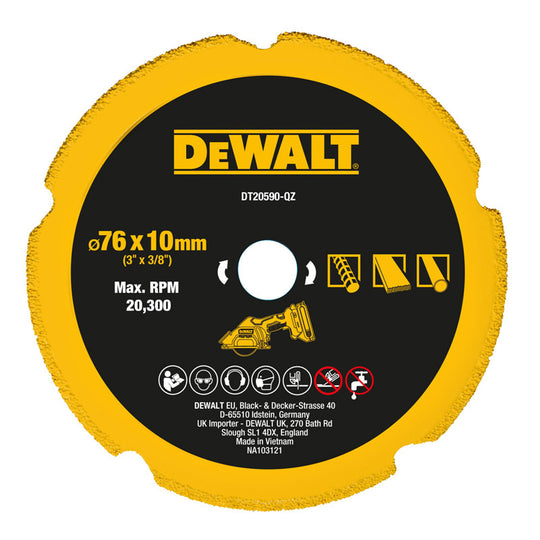 DEWALT DT20590 76mm by 10mm Multi Material Diamond Cutting Wheel for Dust Reduction and Straight Cut Frontier General Hardware