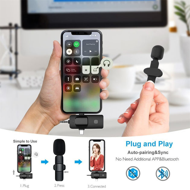 3 In 1 Wireless Lavalier Microphone Noise Reduction For iPhone Android Camera Laptop 3.5mm Mini Lapel Mic For Video Frontier General Hardware