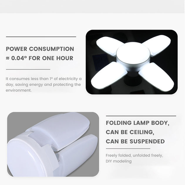 E27 Fan Foldable 28W LED Bulb AC220V/110V 40 Bulb Deformation for Home Ceiling Lights Warehouse and Garage White Light6500K Bulb Frontier General Hardware