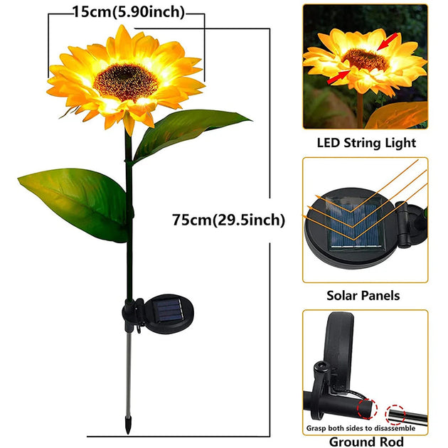 Simulated Outdoor Solar Sunflowers Smart Sense Garden Lights Yard Wedding Thanksgiving Decor Light Waterproof LED Lawn Light Frontier General Hardware