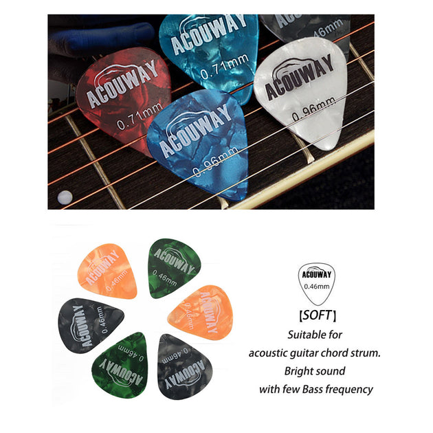 50 Pieces Celluloid Guitar Picks Set Four Thickness Options 0.46mm 0.71mm 0.96mm 1.2mm Electric Bass Frontier General Hardware