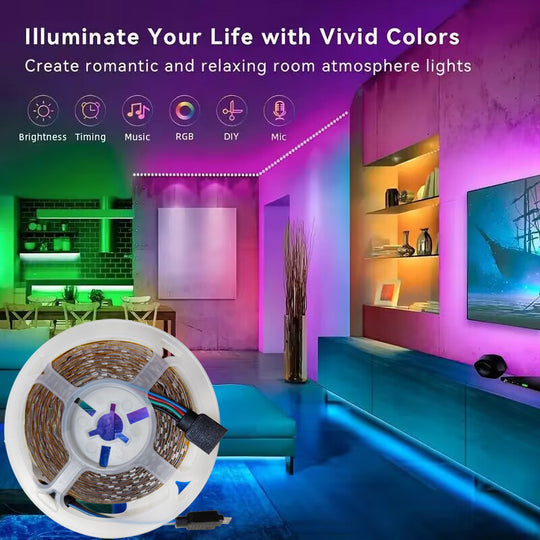 Bluetooth LED Strip Lights SMD 5050 RGB With App And Remote Control Flexible Ribbon TV Backlights Game Room Frontier General Hardware