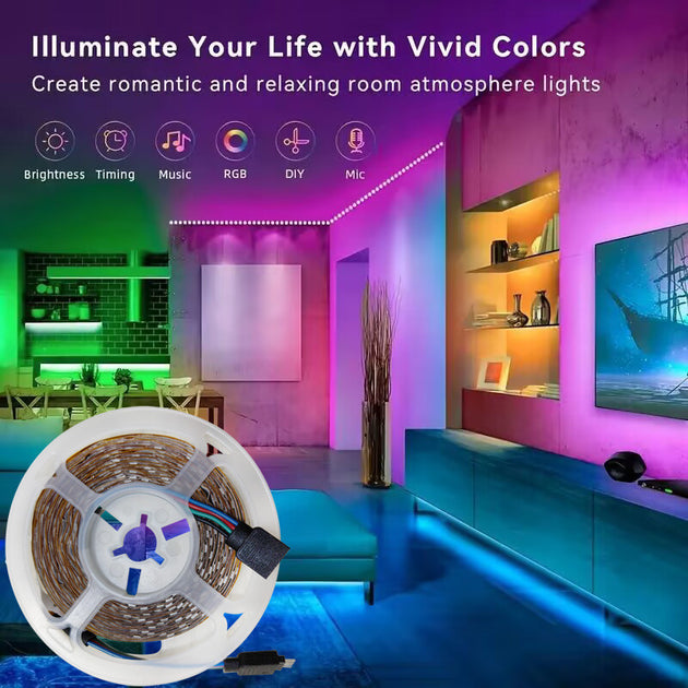 Bluetooth LED Strip Lights SMD 5050 RGB With App And Remote Control Flexible Ribbon TV Backlights Game Room Frontier General Hardware