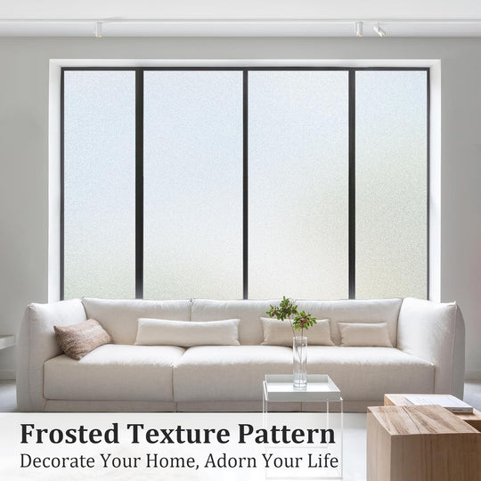 Window Film Frosted Glass Window Privacy Film No Glue Bathroom Window Privacy Film Static Cling Non-Adhesive Sun Blocking Heat Frontier General Hardware