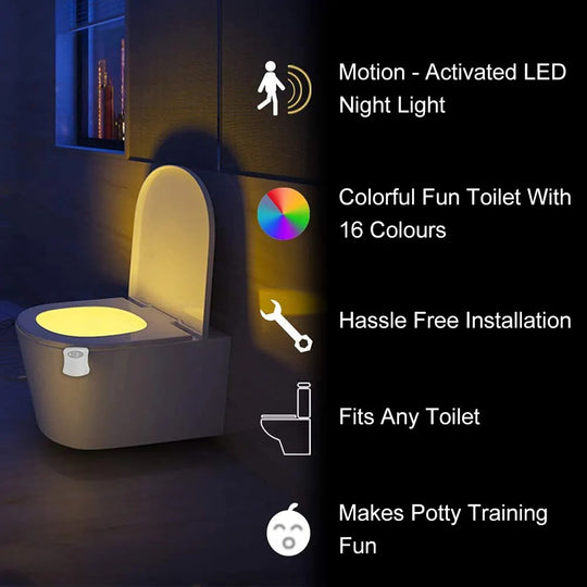 Motion Sensor Wireless LED Night Light RGB 8 Colors Battery Powered Auto On Bathroom Toilet Atmosphere Lamp Frontier General Hardware