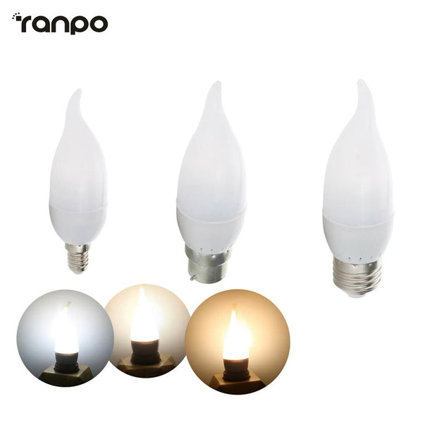 10 Pack 3W LED Candle Bulbs E27 E14 E12 B22 B15 Flame Shape For Chandeliers 220V Dimmable Replace 30W Halogen Frontier General Hardware
