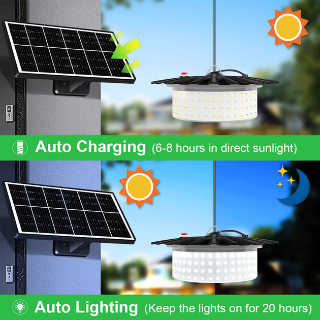1pcs Portable Solar Pendant Light Indoor Outdoor 360°Glow 244LED Waterproof Solar Light for Shed Camping Gazebo With 5 Modes Frontier General Hardware