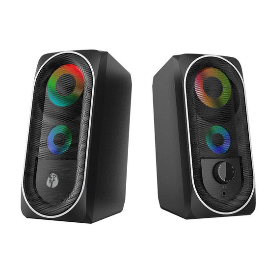 HP DHE6001 RGB Illuminated Wired Desktop Speaker High Volume 2.0 Channel Multimedia Game System With Microphone Frontier General Hardware