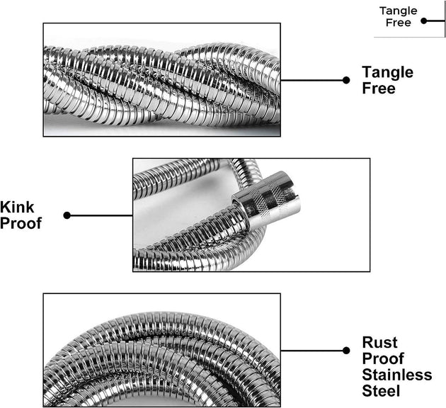 Stainless Steel Flexible Shower Hose 1.5m 2m 3m G One Half Connector For Bathroom Easy Install Frontier General Hardware
