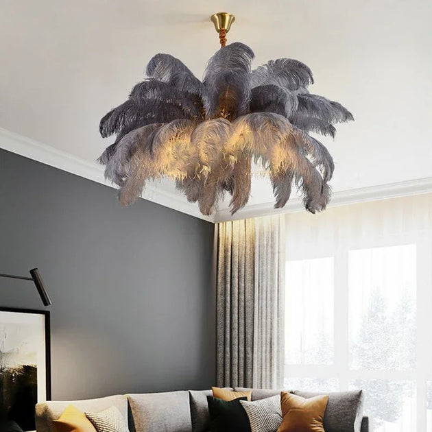 Nordic Ostrich Feather Lamp Led Pendant Lights Living Room Home Decor Bedroom Indoor Lighting Chandelier Hanging Light Fixture Frontier General Hardware