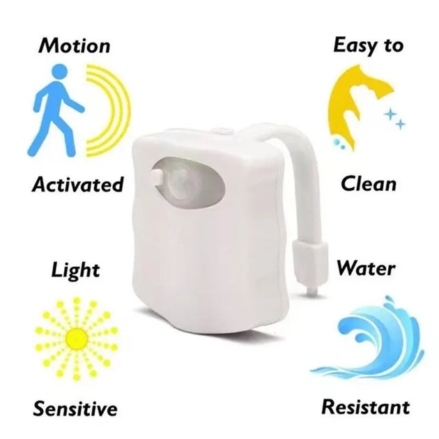 Motion Sensor Wireless LED Night Light RGB 8 Colors Battery Powered Auto On Bathroom Toilet Atmosphere Lamp Frontier General Hardware