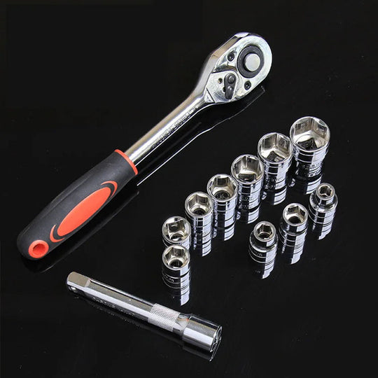 Socket Wrench Set With Extension Rods Multifunction Ratchet Spanner Quarter Inch Three Eighths Inch And Half Inch Cars Frontier General Hardware