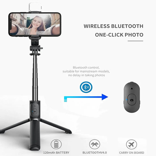 Xiaomi Selfie Stick 1045mm With Wireless Bluetooth LED Fill Light Extended Tripod With Remote Shutter For Android IOS Cellphone Frontier General Hardware