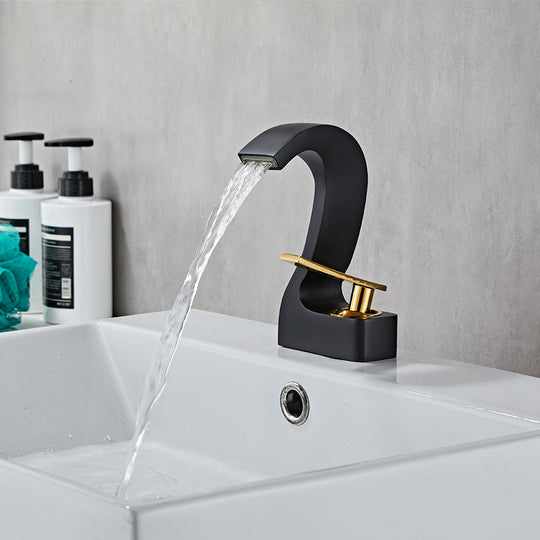 Brass Waterfall Basin Faucet Hot Cold Mixer Tap For Bathroom Sink With 60cm Hose And Half Inch BSP Connection Frontier General Hardware