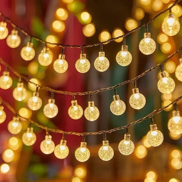 Solar Bubble Ball Light String Lights Outdoor Crystal Globe LED Fairy Lights Garden Party Easter Christmas Wedding Decorations Frontier General Hardware