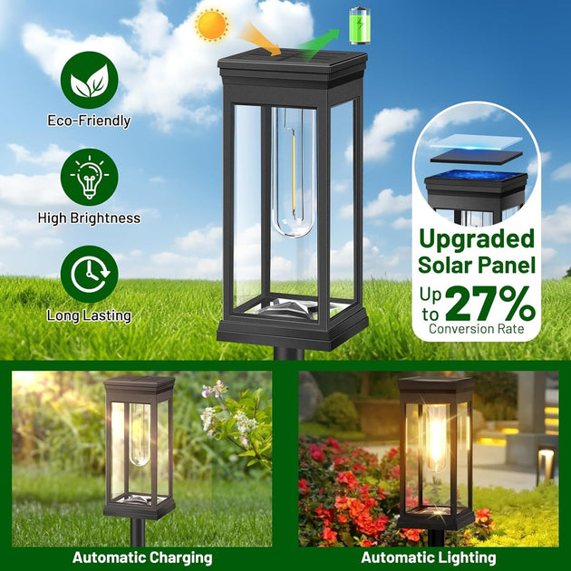 4 Pack Outdoor Solar Pathway Lights Waterproof Landscape Lighting for Path Yard Garden Walkway Frontier General Hardware
