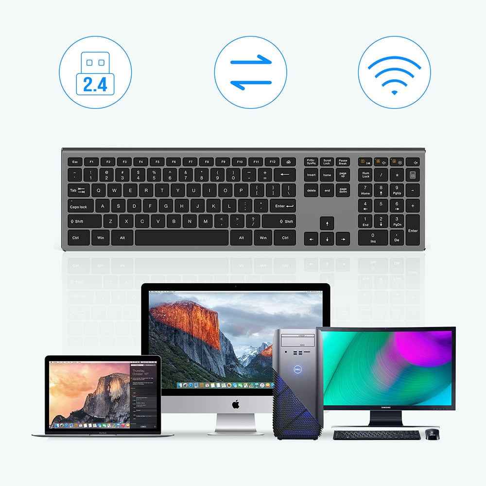 SeenDa Thin 2.4G Wireless Keyboard for Laptop Desktop Scissors Switch Keyboard for Windows Mac OS Full Size 109 Keys Keyboard|Keyboards