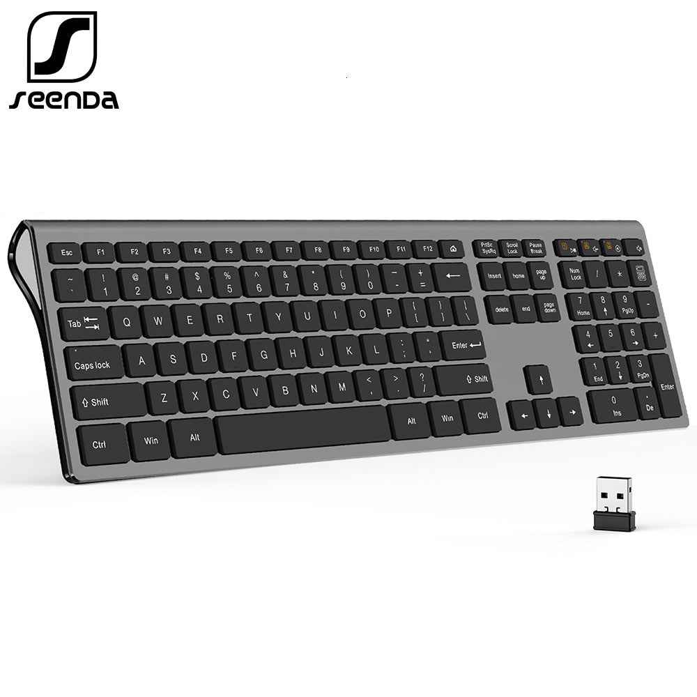 SeenDa Thin 2.4G Wireless Keyboard for Laptop Desktop Scissors Switch Keyboard for Windows Mac OS Full Size 109 Keys Keyboard|Keyboards