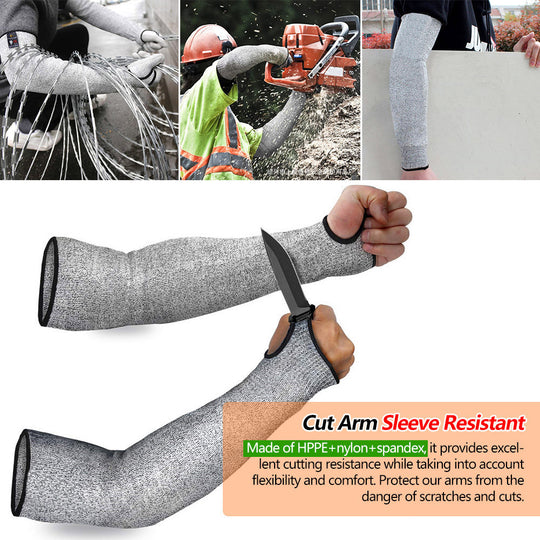 Level 5 HPPE Cut Resistant Arm Sleeves Anti-Puncture Labor Work Safety Gloves Gardening Construction Automobile Arm Protection Frontier General Hardware