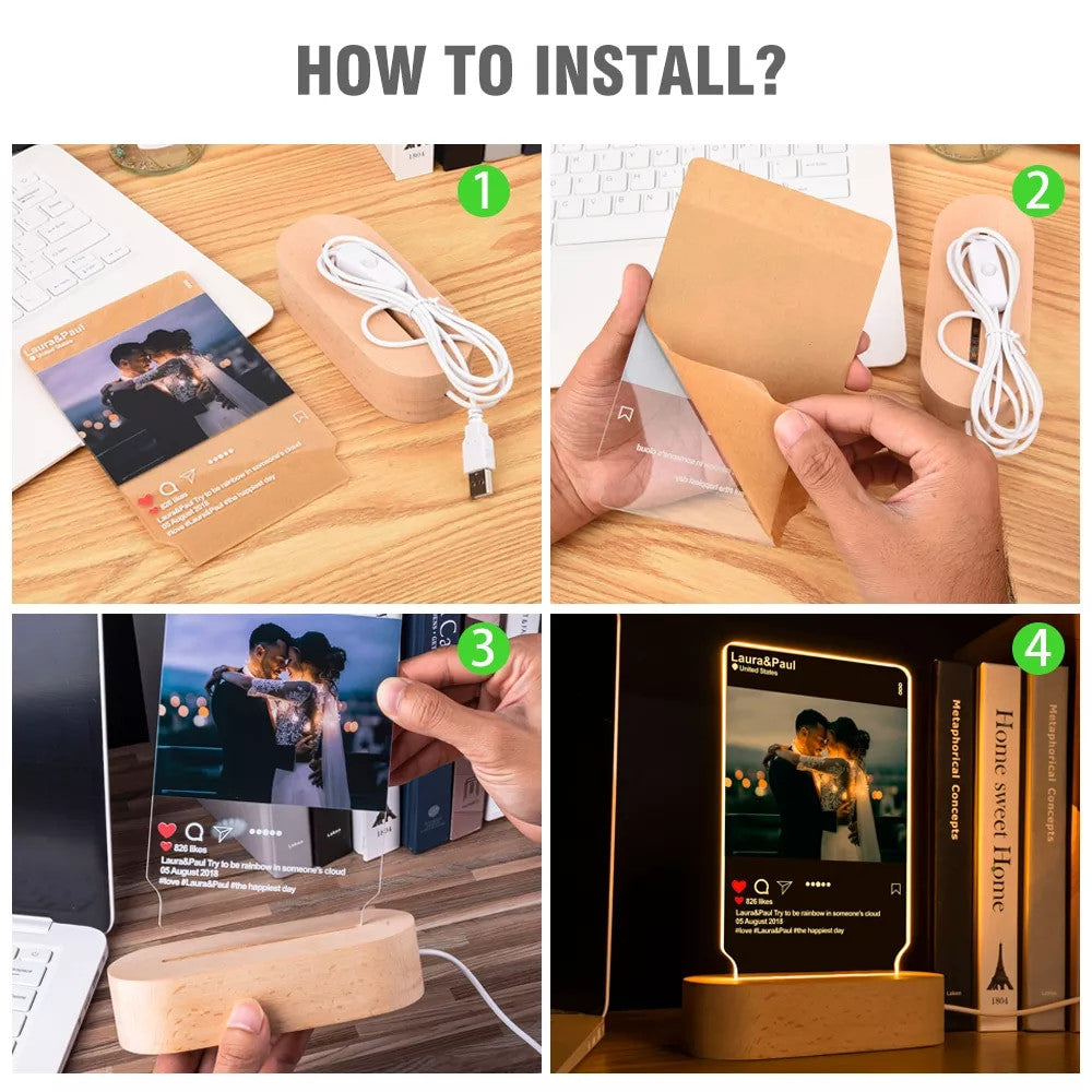 Personalized 3D Photo Lamp With Custom Photo And Text 3D Night Light Gift For Valentines Day Anniversary Birthday Frontier General Hardware