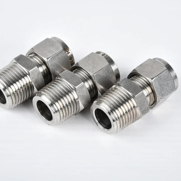 Stainless Steel 304 Compression Tube Union Connector 1/8 To 1 Inch NPT BSPT Male For Oil Water Gas Frontier General Hardware