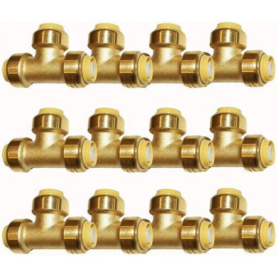 Push Copper Fitting 1/2 Inch Pex Tee 12 Pcs Push Fit Plumbing Connectors Lead Free Brass Pipe Fittings Plumbing Supplies Frontier General Hardware