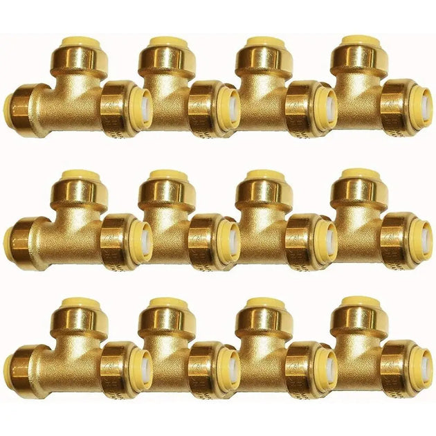 Push Copper Fitting 1/2 Inch Pex Tee 12 Pcs Push Fit Plumbing Connectors Lead Free Brass Pipe Fittings Plumbing Supplies Frontier General Hardware