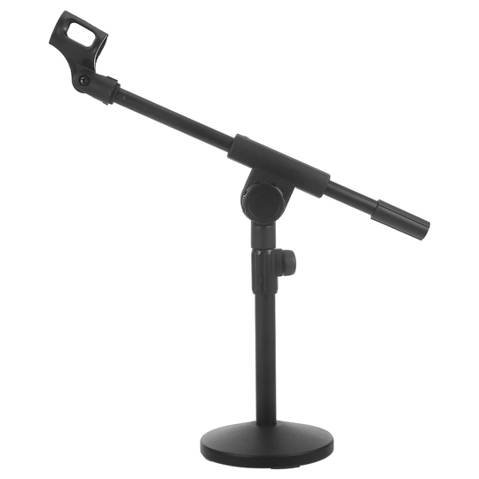Adjustable Height Microphone Stand With Metal Base And Weighted Stability Sloped Arm Desk Floor Mic Boom Mount Frontier General Hardware