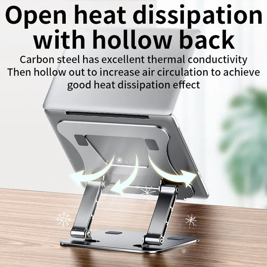 Adjustable Aluminum Laptop Stand For 17 Inch Laptops And Tablets Folding Portable Cooling Stand With Non Slip Pads Frontier General Hardware