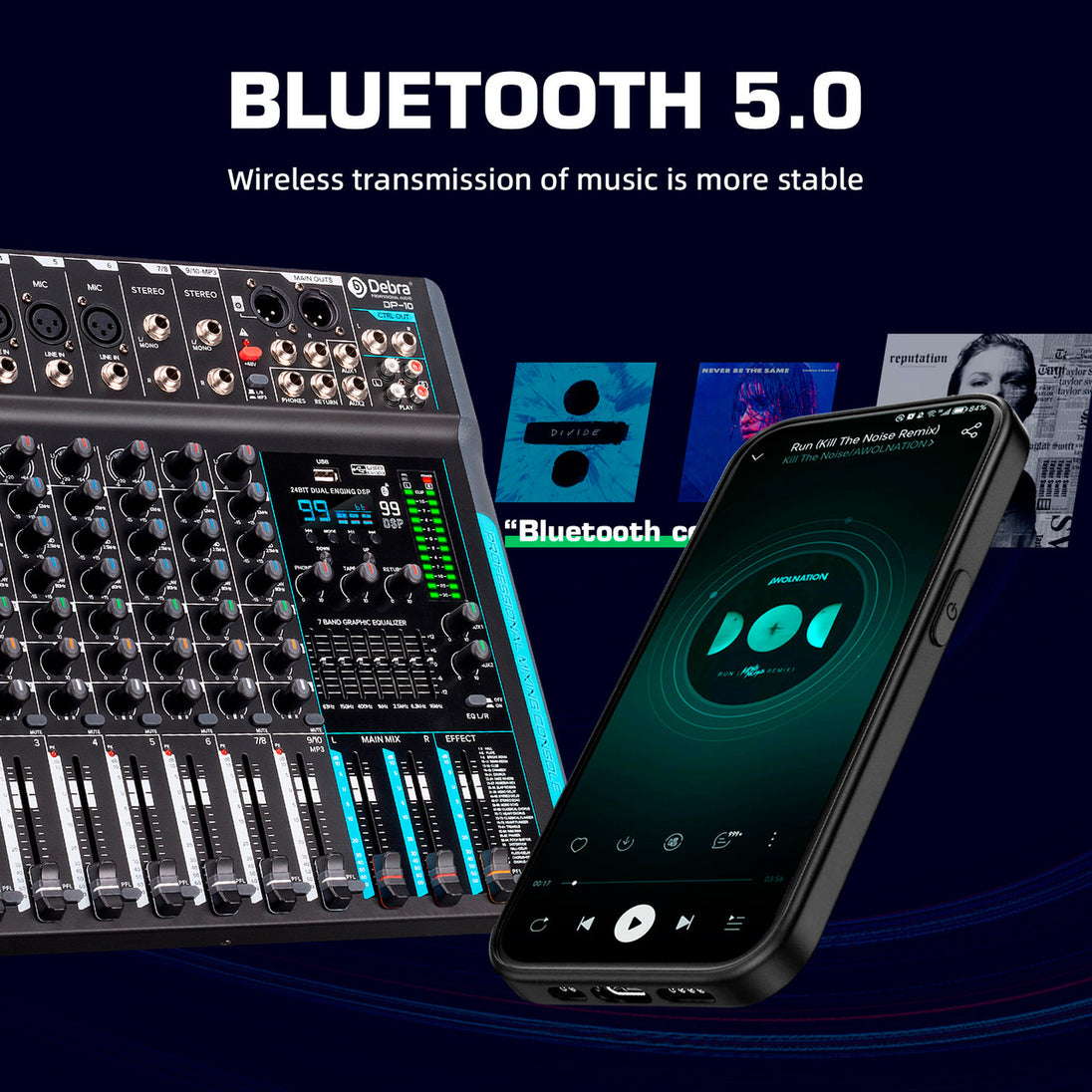 IKGE DP 10 Professional DJ Mixer With 99 DSP Reverb Bluetooth Connecti