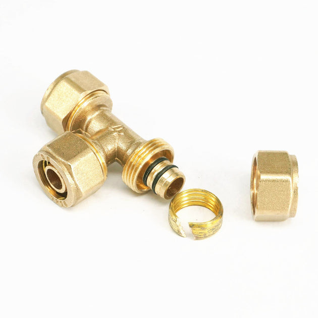 Equal Tee 3 Way Brass Pipe Fitting For Pex Al Pex Tube Outer Diameter 16 18 20 25 Mm Solar Water Heater Frontier General Hardware