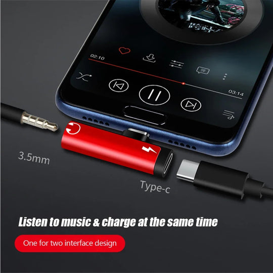Type C Dual-port Audio Adapter To 3.5Mm Jack Headphone 2-in-1 Adapter Audio Charger Dispenser Accessories Only For Xiaomi Huawei Frontier General Hardware