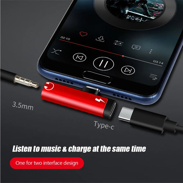 Type C Dual-port Audio Adapter To 3.5Mm Jack Headphone 2-in-1 Adapter Audio Charger Dispenser Accessories Only For Xiaomi Huawei Frontier General Hardware