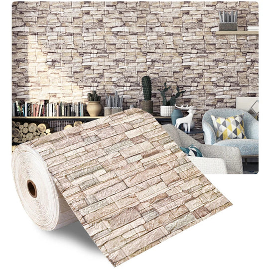 70cmx1/5/10m 3D Wallpaper Decoration Self-adhesive Antique Foam Brick Wallpaper Living Room Bedroom Waterproof 3d Wall Sticker Frontier General Hardware