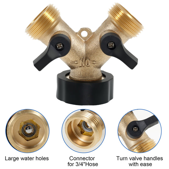 Brass Three Quarter Inch Y Hose Splitter Two Way Water Distributor Tap Connection For Washing Machine And Dishwasher Frontier General Hardware