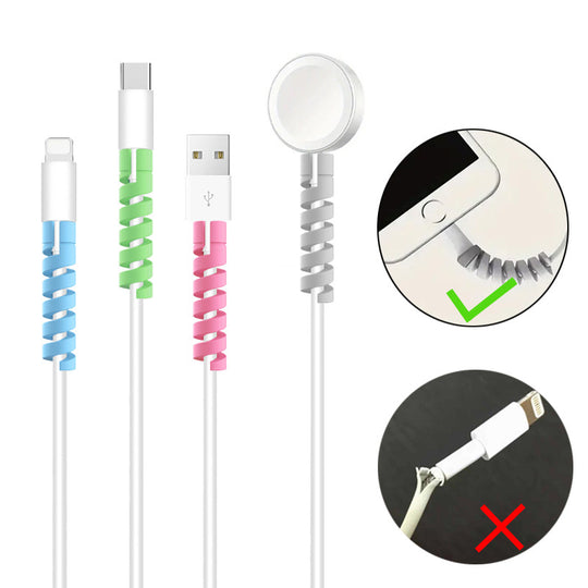 10pcs Cable Protector Silicone Charge Cable Spiral Winder Wire End Cord Savers Cover For Phone USB Charger Cable Accessories Frontier General Hardware