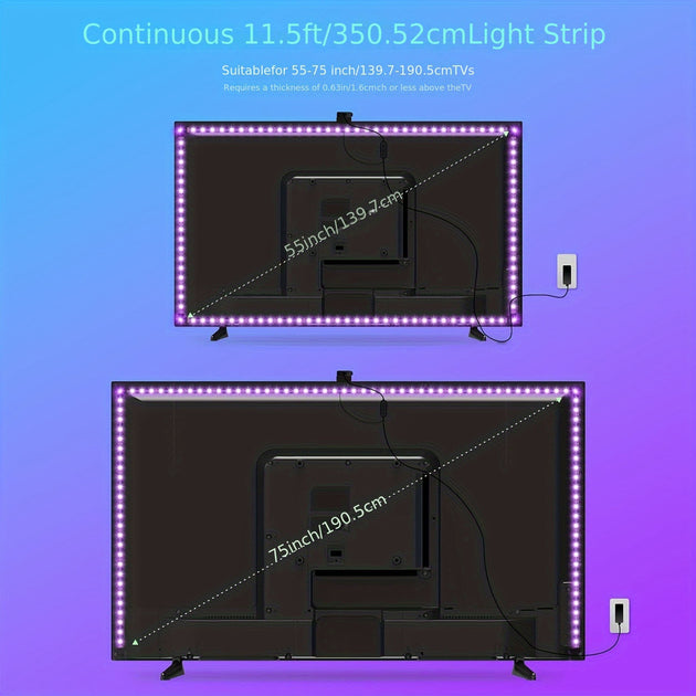 LED TV Backlight Strip With Camera Color Sensor RGBIC USB For 55-85 Inch TVs, Sync Music, App Control Frontier General Hardware