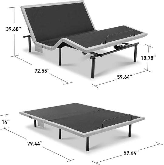 Adjustable Bed Frame Queen,Adjustable Bed Base with Massage,Zero Gravity Electric Bed with Wireless Remote,Head and Foot Incline Frontier General Hardware