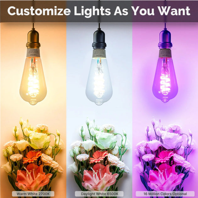 MOES Tuya WiFi Smart ST64 Edison LED Bulbs 16 Million Color Changing 2700K to 6500K Dimmable Works With Alexa Google Frontier General Hardware