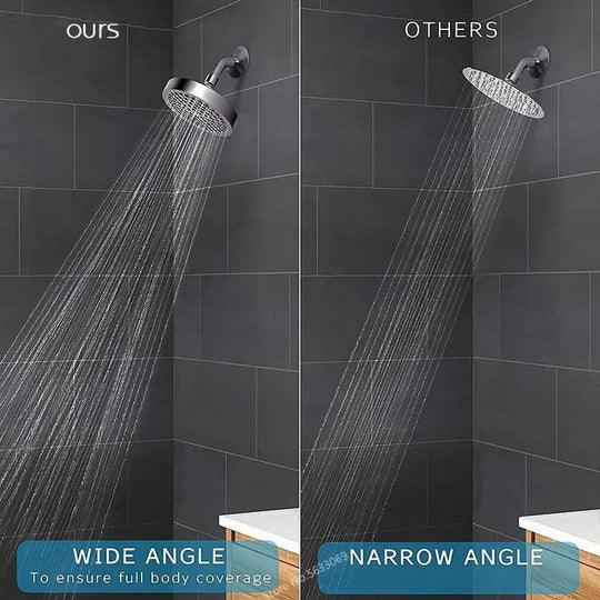 6" High Pressure Rain Shower Head Luxury Modern Chrome Bathroom Rainfall Shower Head Black Silvery Angle Adjustable Showerhead Frontier General Hardware