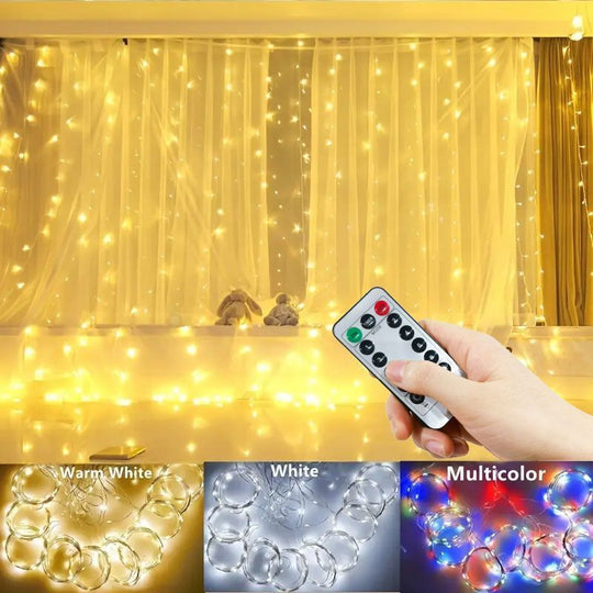 3/4/6m Curtain LED String Lights Garland USB Festoon Remote Control Fairy Garland Lights Christmas Decoration for Bedroom Home Frontier General Hardware