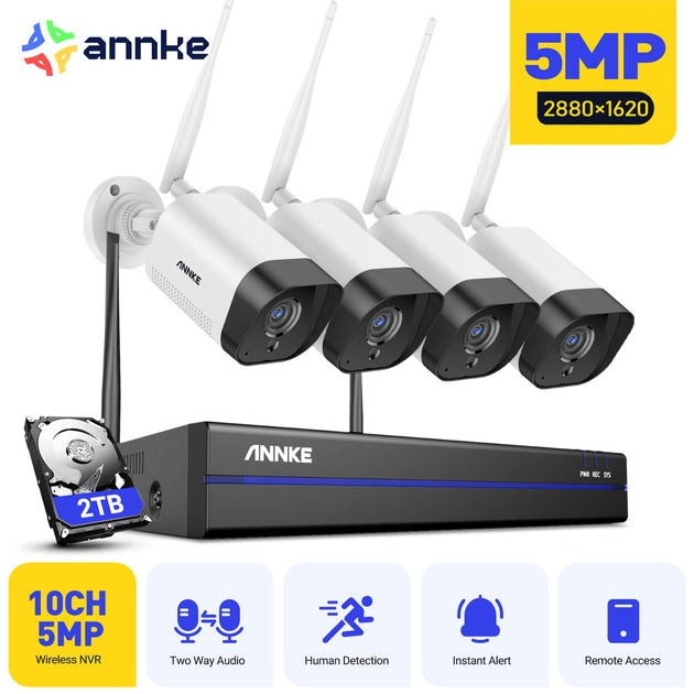 ANNKE 5MP Outdoor WiFi Surveillance Camera System With Two Way Audio Motion Detection Night Vision Kit Frontier General Hardware